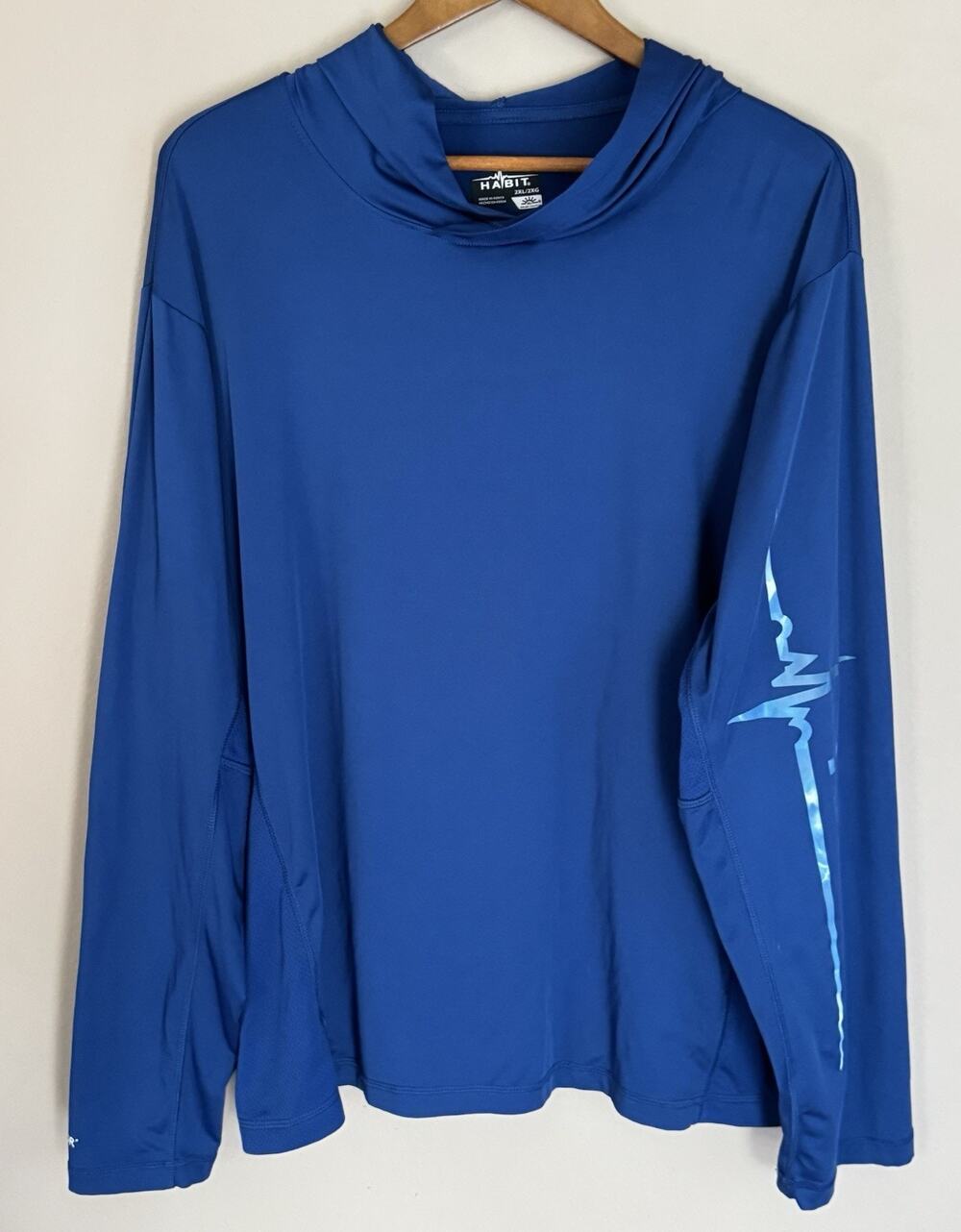 HABIT Shirt Mens 2XL Blue Active Thin Long Sleeve Hoodie Solar Factor 40+